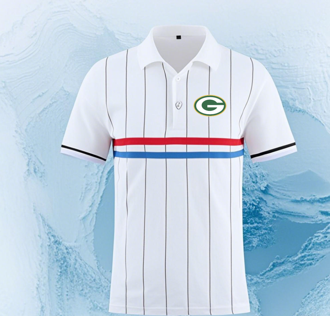 Green Bay Packers white Men 2025 NFL polo T shirt->nfl t-shirts->Sports Accessory